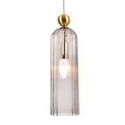 Zenda Fluted Smokey Glass and Gold Pendant Light - Lighting.co.za