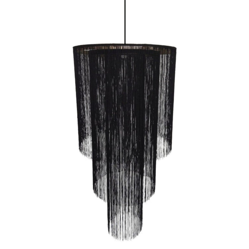Mangalore Tripple Tiered Black Fringe Pendant Light - Lighting.co.za