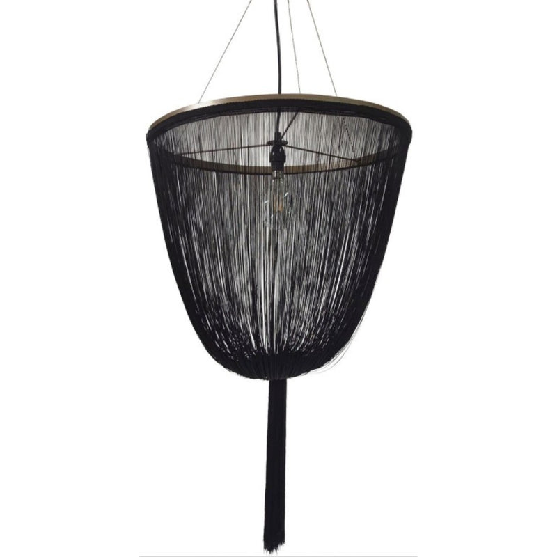Gathered Black Fringe Pendant Light - Lighting.co.za