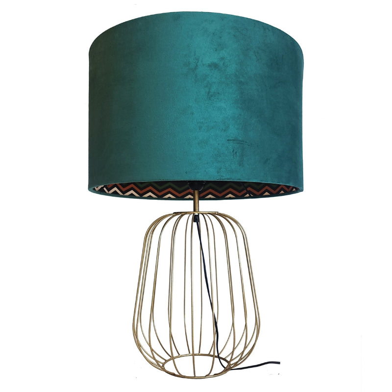 Konka Wire Frame And Velvet Shade Table Lamp