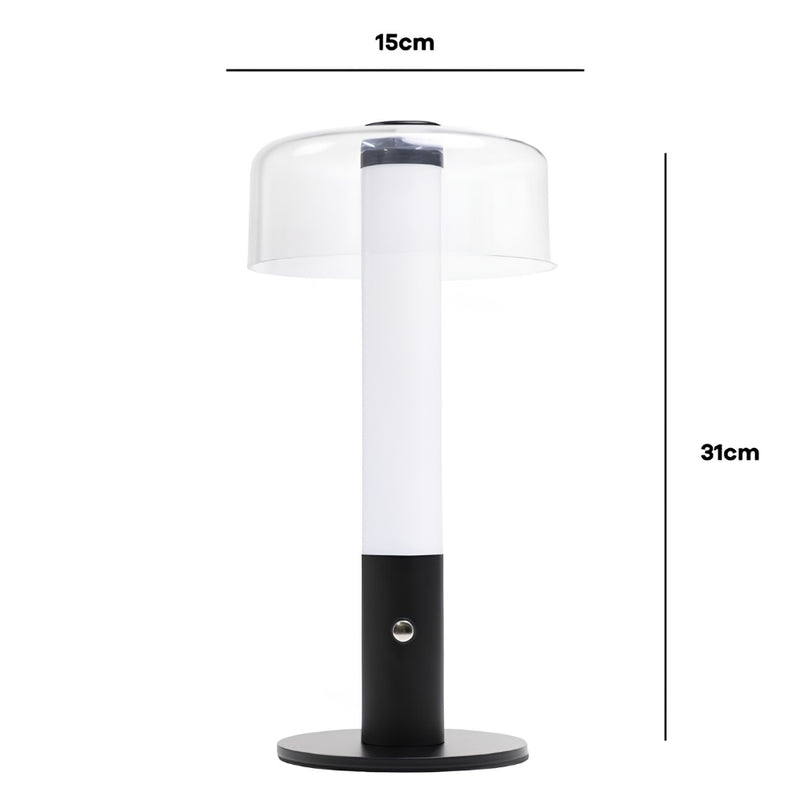 Acris Black | Cream | Orange Rechargeable Table Lamp - Lighting.co.za