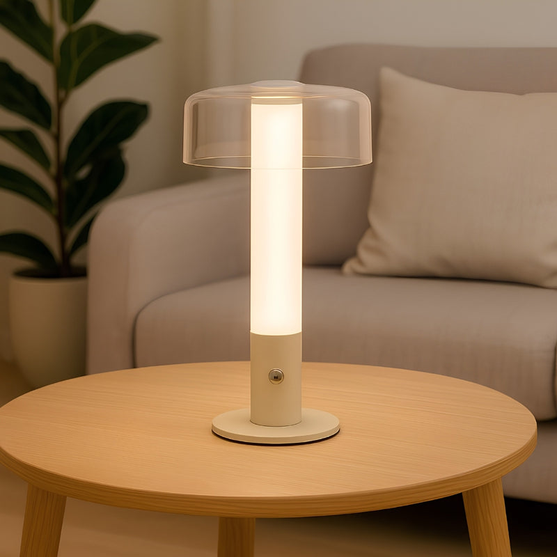 Acris Black | Cream | Orange Rechargeable Table Lamp - Lighting.co.za