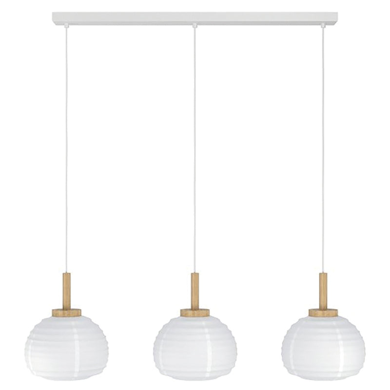 Summerhill 3 Light Paper White and Wood Pendant Light