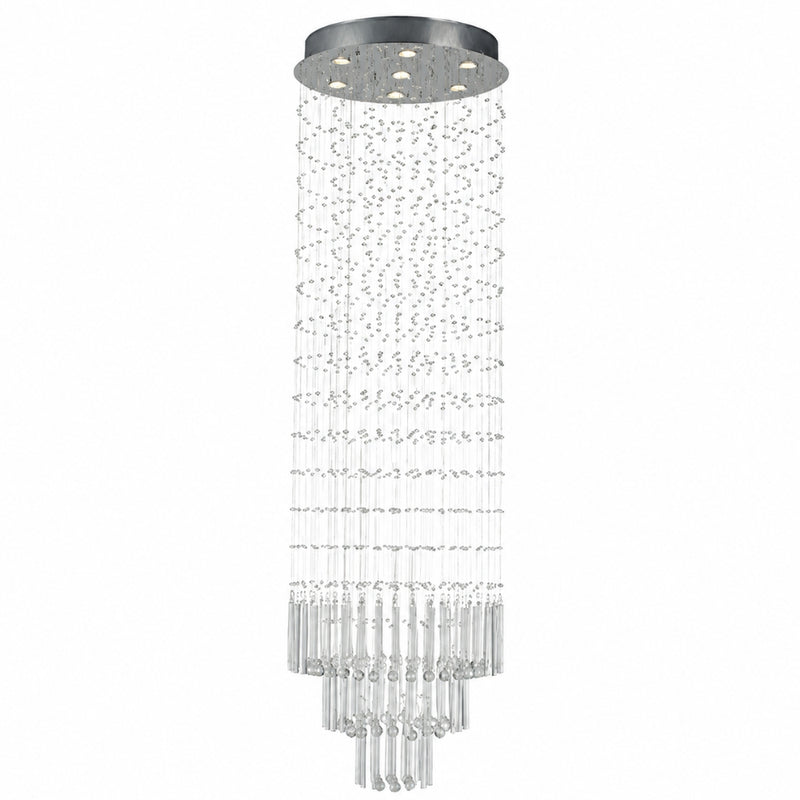 Cascade Drop Chrome and Clear Crystal Chandelier