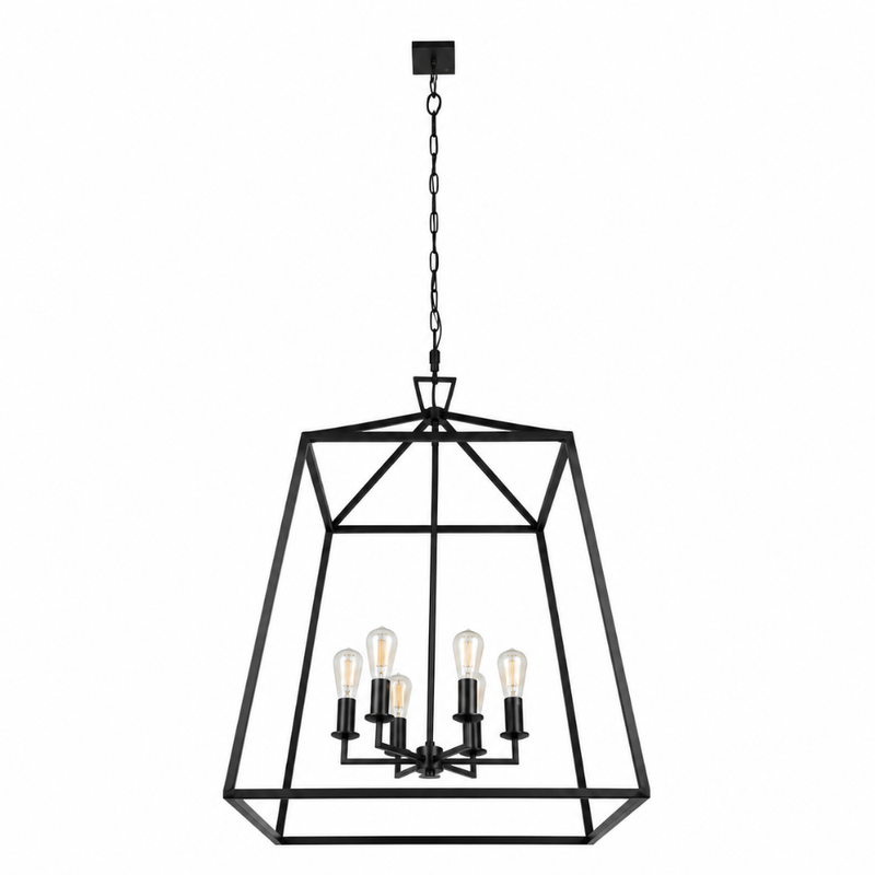 St Palais Large Black Lantern Pendant Light
