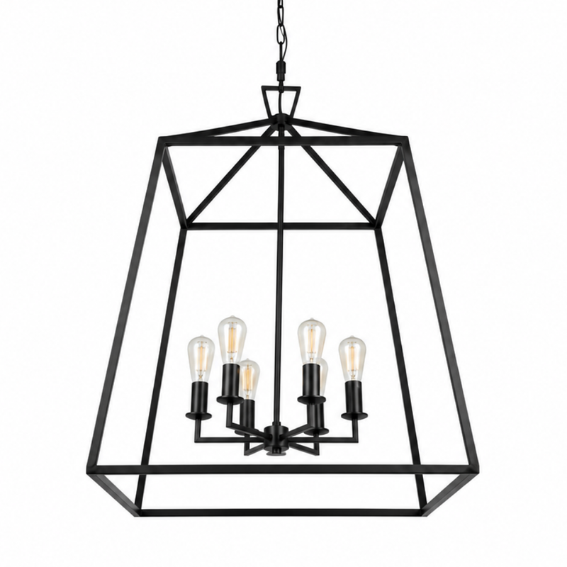 St Palais Large Black Lantern Pendant Light