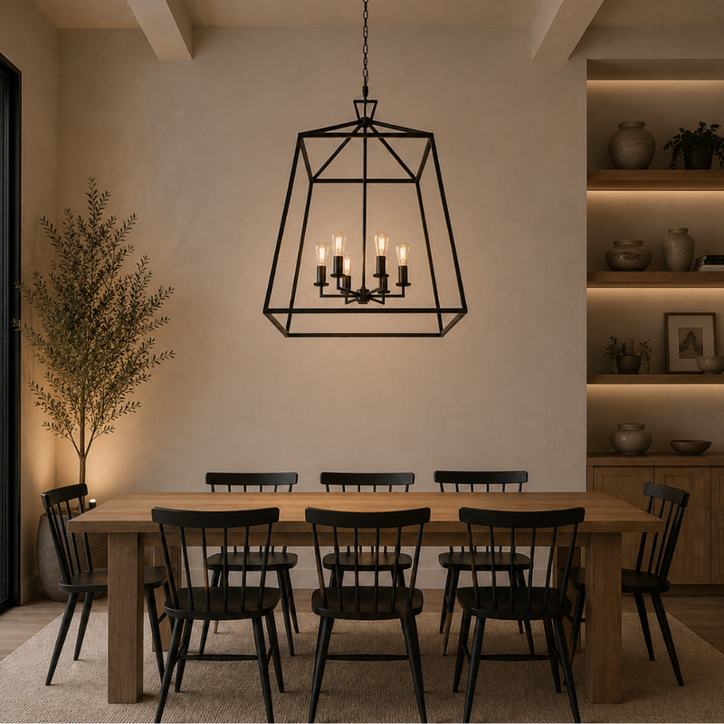 St Palais Large Black Lantern Pendant Light
