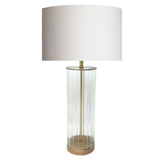 Mimi Fluted Clear Glass and Antique Brass Table Lamp - Lighting.co.za