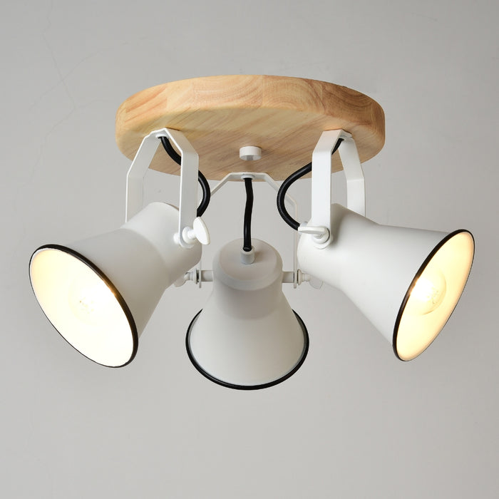 Bailey Farmhouse White and Wood Ceiling Light