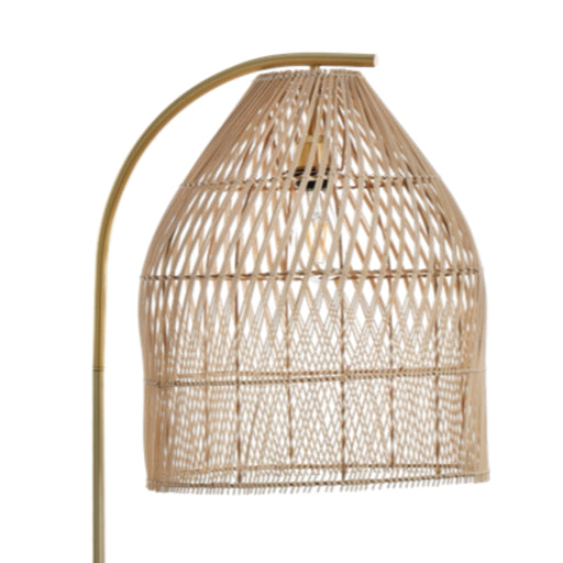 Albia Gold and Rattan Shade Floor Lamp - Lighting.co.za