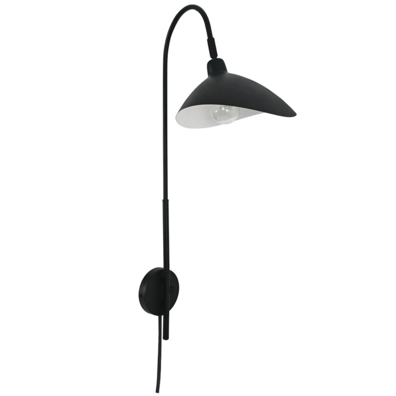 Chedi Black Arm Wall Light with Cord and Plug - Lighting.co.za