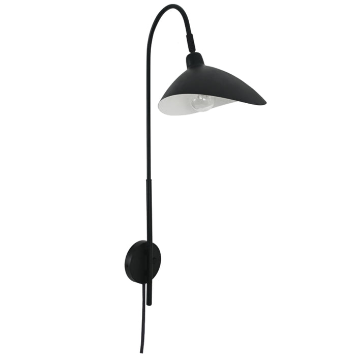 Chedi Black Arm Wall Light with Cord and Plug