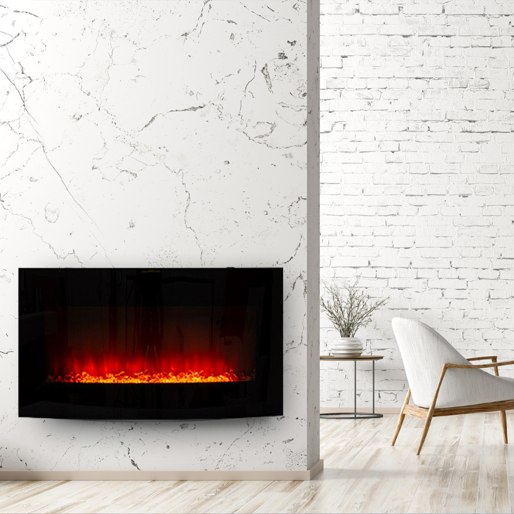 Decorative Fireplace Curved Indoor Heater with Diamonds — Lighting