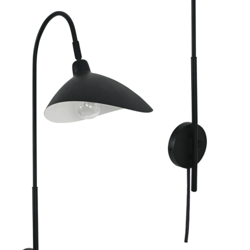 Chedi Black Arm Wall Light with Cord and Plug - Lighting.co.za