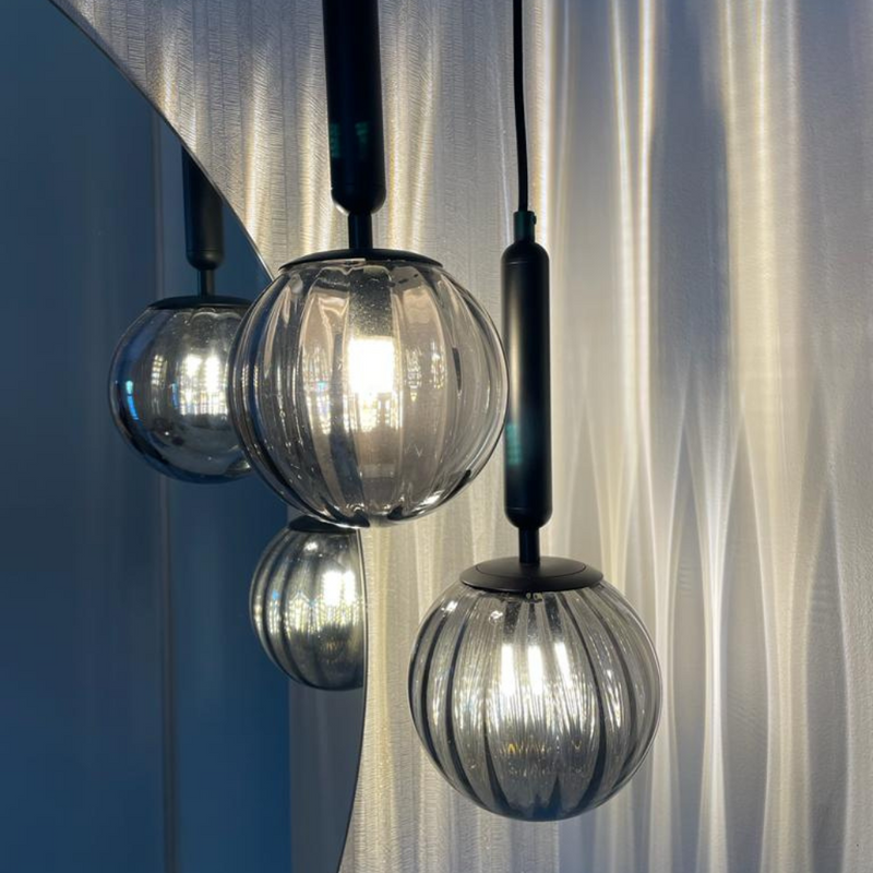 Milano Black or Antique Brass with Clear | Smoke Glass Pendant Light - Lighting.co.za