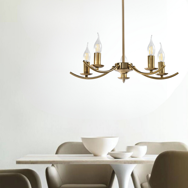 Hillary Plain Brass or Black 3 | 5 Light Chandelier - Lighting.co.za