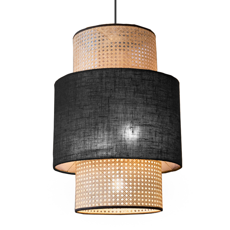 Cape Lux Maoai Long Natural Rattan Cane Shade Pendant Light - Lighting.co.za