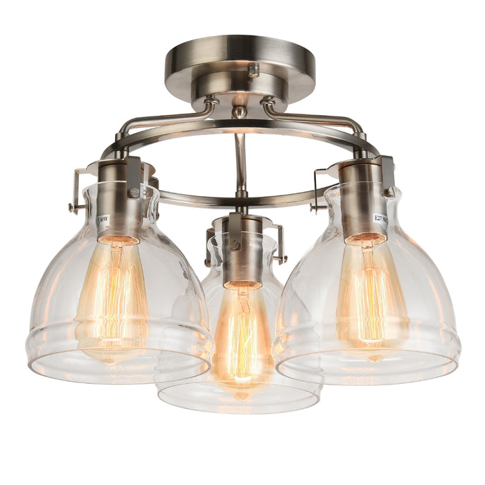 Pasha Retro Chrome and Clear Glass Ceiling Light