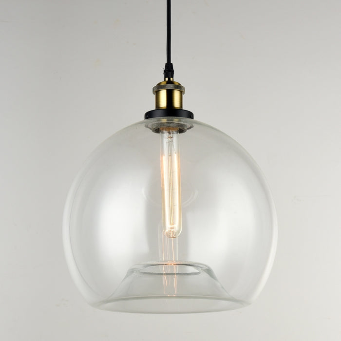 Genoa Ball Clear Glass and Antique Brass Pendant Light