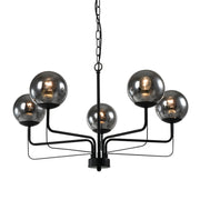 Nexis Black and Smoke Glass 5 Light Chandelier - Lighting.co.za