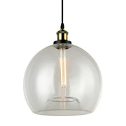 Genoa Ball Clear Glass and Antique Brass Pendant Light - Lighting.co.za
