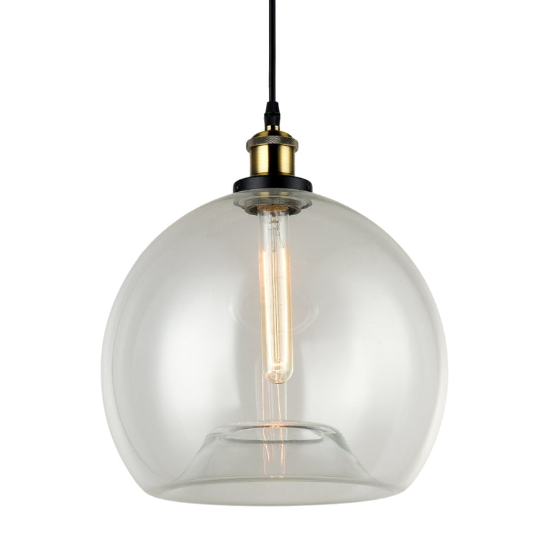 Genoa Ball Clear Glass and Antique Brass Pendant Light - Lighting.co.za