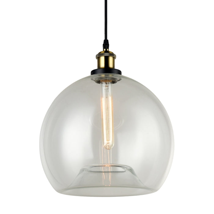 Genoa Ball Clear Glass and Antique Brass Pendant Light