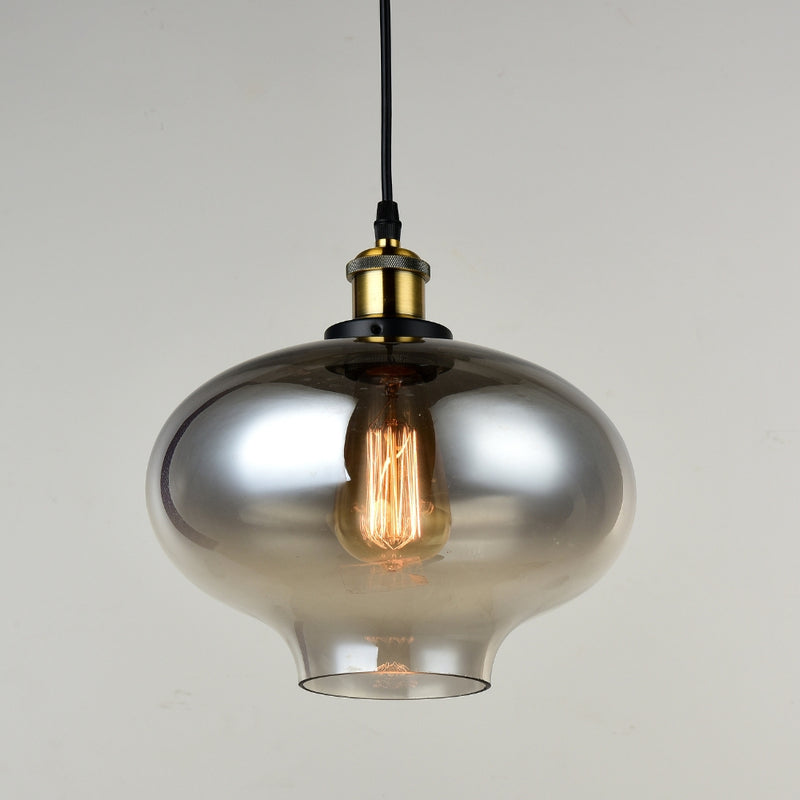 Aludra Smoke Glass and Antique Brass Pendant Light - Lighting.co.za