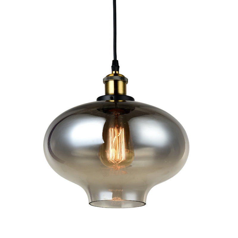 Aludra Smoke Glass and Antique Brass Pendant Light - Lighting.co.za