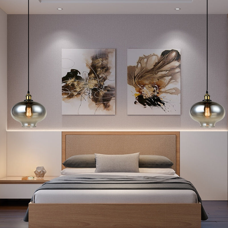 Aludra Smoke Glass and Antique Brass Pendant Light - Lighting.co.za