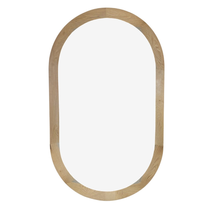 Oval Pill Solid Oak Wood Mirror