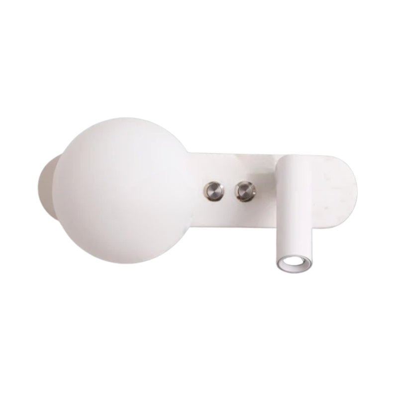 Bellagio Black | White | Travertino Marble and Frosted White Glass Bedside Wall Light - Lighting.co.za