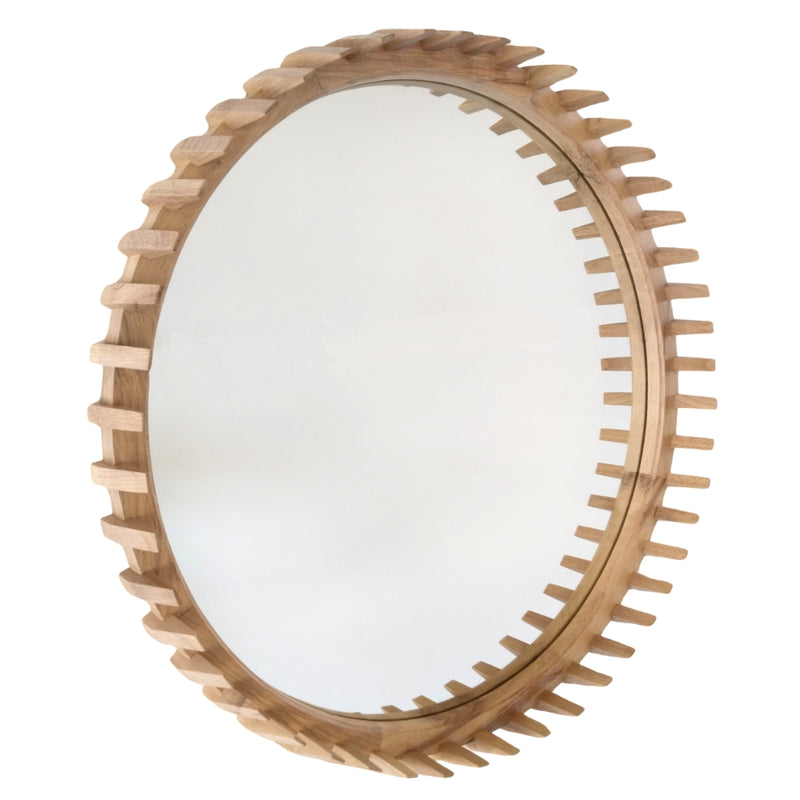 Cactus Solid Oak Wood Round Mirror 2 Sizes - Lighting.co.za