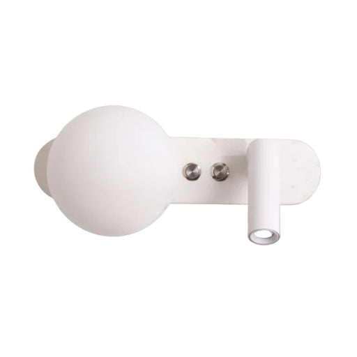 Bellagio Black | White | Travertino Marble and Frosted White Glass Bedside Wall Light - Bathroom Lights - Lighting.co.za