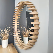 Cactus Solid Oak Wood Round Mirror 2 Sizes - Lighting.co.za
