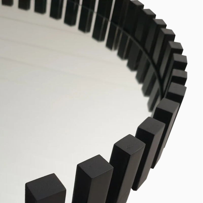 Cog Wood Black Round Mirror 2 Sizes - Lighting.co.za