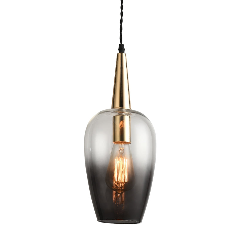 Tiga Lux Smoke Glass and French Gold Pendant Light - Lighting.co.za