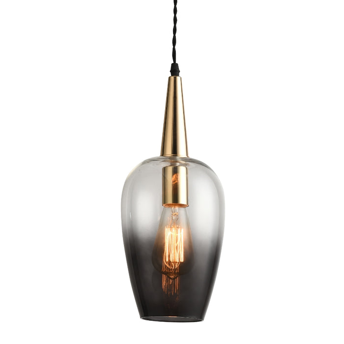 Tiga Lux Smoke Glass and French Gold Pendant Light