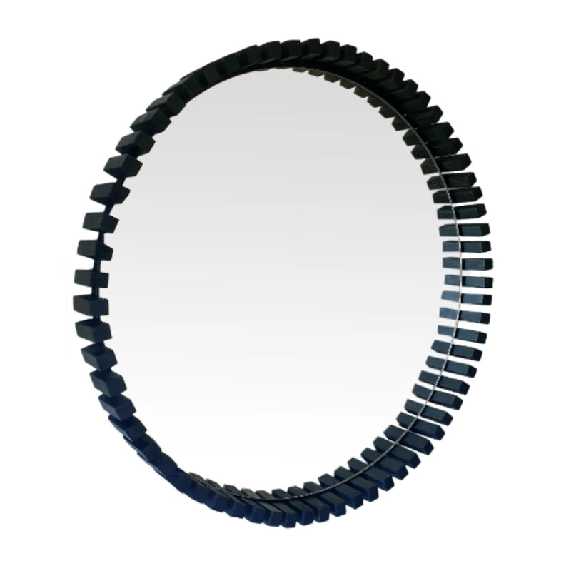 Cog Wood Black Round Mirror 2 Sizes - Lighting.co.za