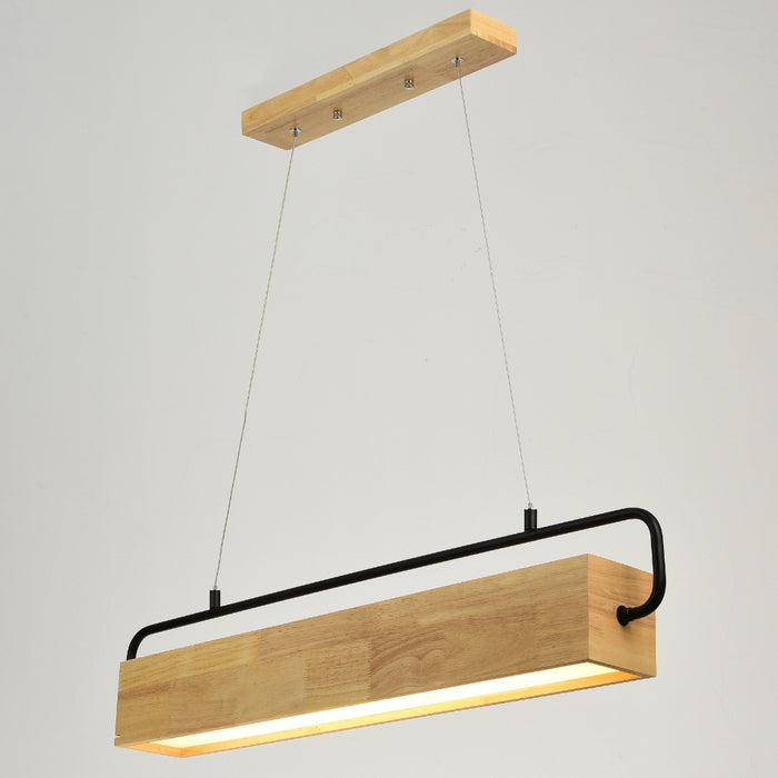 Modrian Linear LED Black and Wood Pendant Light