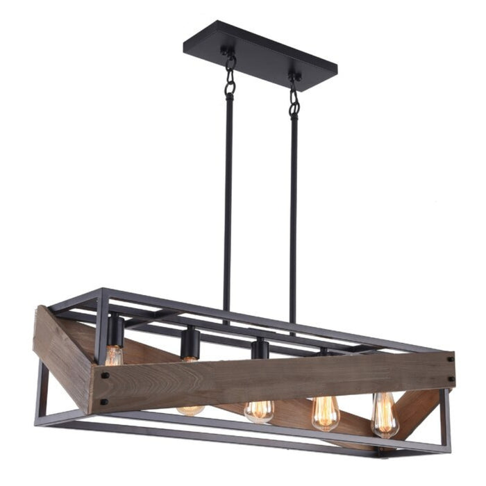 Parma Black and Dark Wood Linear Pendant Light