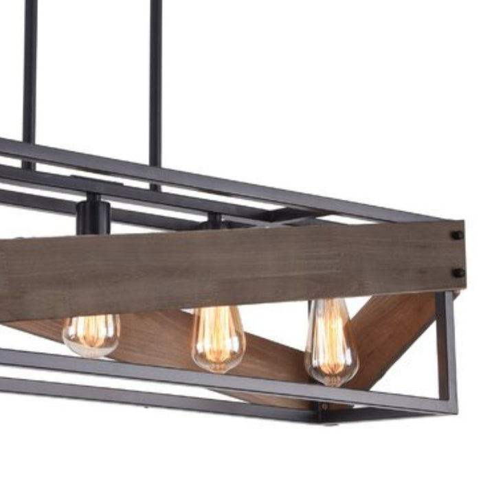 Parma Black and Dark Wood Linear Pendant Light