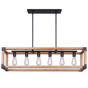 Stilo Black and Wood Linear Pendant Light - Lighting.co.za