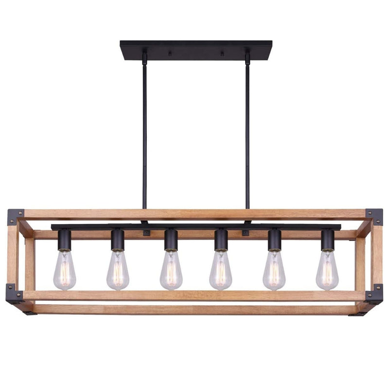 Stilo Black and Wood Linear Pendant Light - Lighting.co.za
