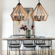 Giorgia Large Wood and Black Chandelier - Lighting.co.za
