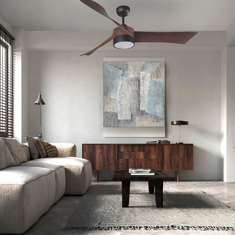 Edge Black and Dark Wood 3 Blade CCT LED Ceiling Fan - Lighting.co.za