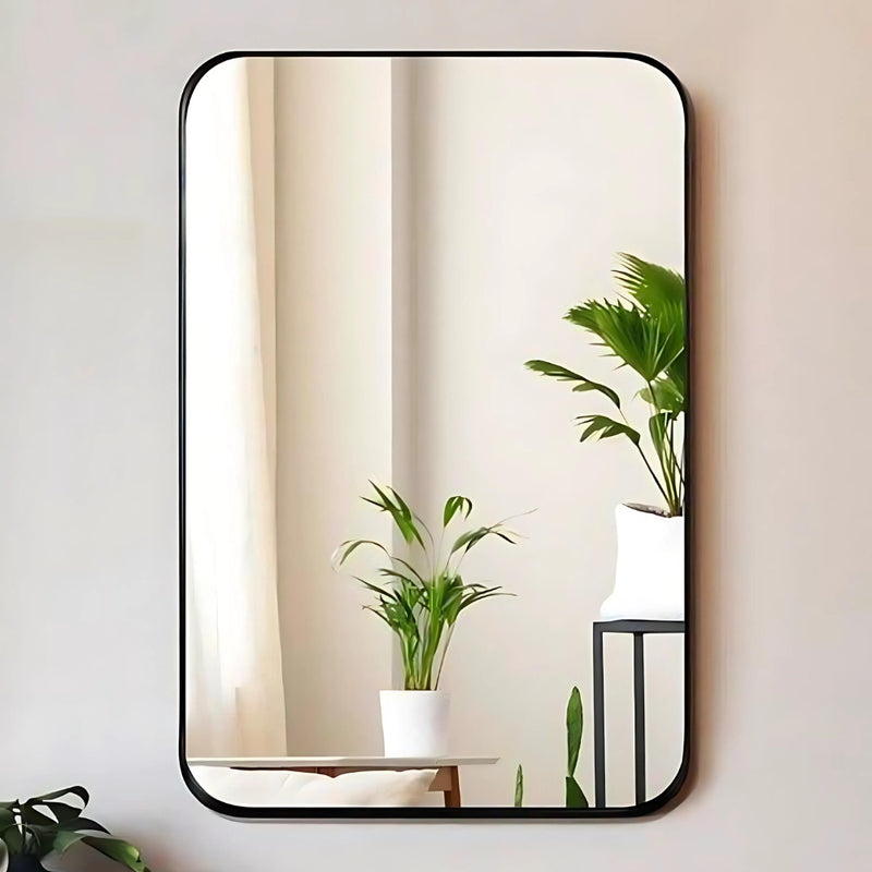 Amalia Black Rectangular Curved Mirror - Lighting.co.za