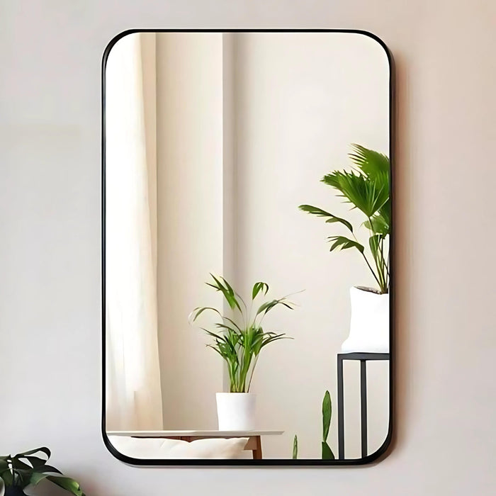 Amalia Black Rectangular Curved Mirror