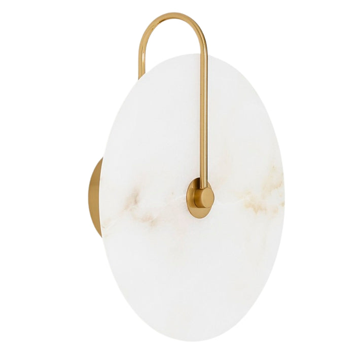 Teo Round LED Marble and Gold Wall Light