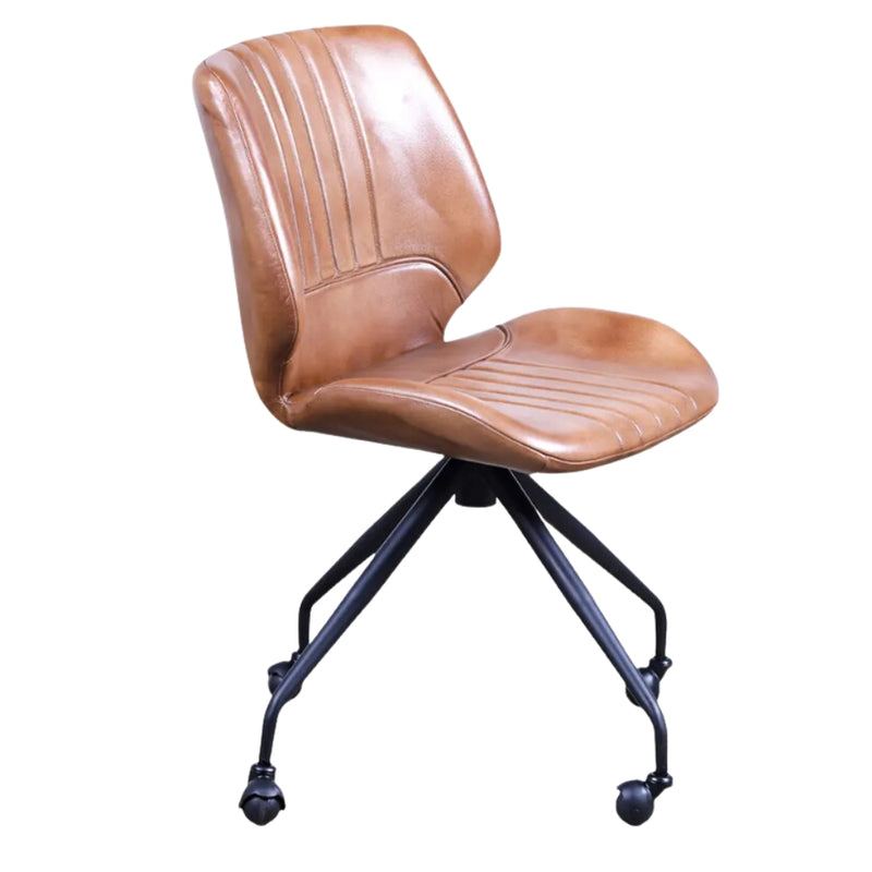 Skylar Tan Leather Office Chair - Lighting.co.za
